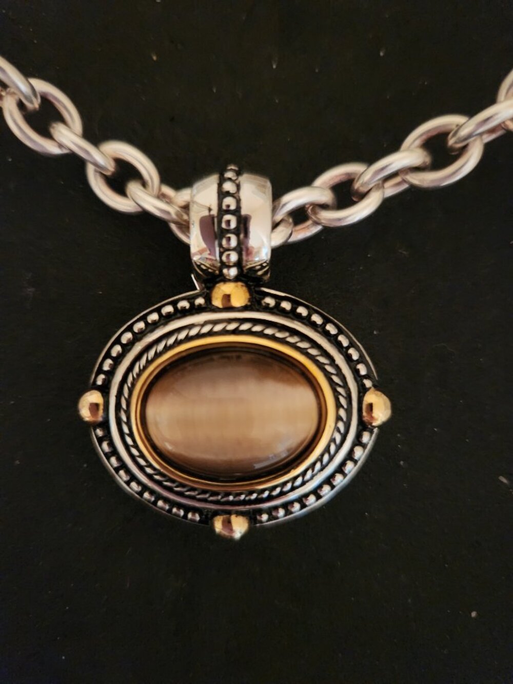 ✨Oval Cabochon Enhancer Two Tone Drop Pendent ✨